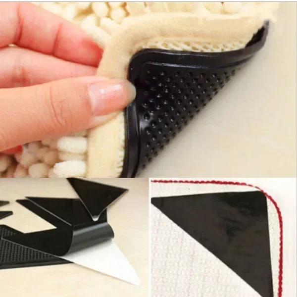 4PCs Carpet Non-slip Sticker Reusable Rug Grippers Anti Skid Corners Pads Non Slip Tape Mat Carpet Grip Stopper Sticker Tape