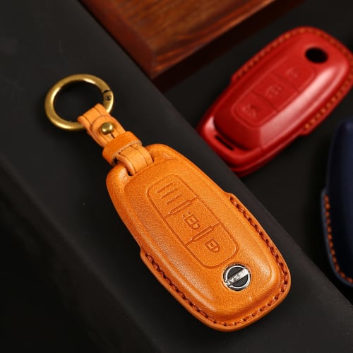 [smasol] New X-Trail T33 Series Key Cover Genuine Leather Nissan Sakura Smart Key Case Nissan Ariya Kicks e-power 2024 Latest Key Case (3D Luxury Genu