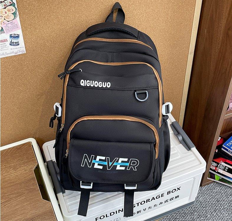 Schoolbag trendy brand high value, light and simple color matching, versatile large-capacity schoolbag, junior high school and high school students