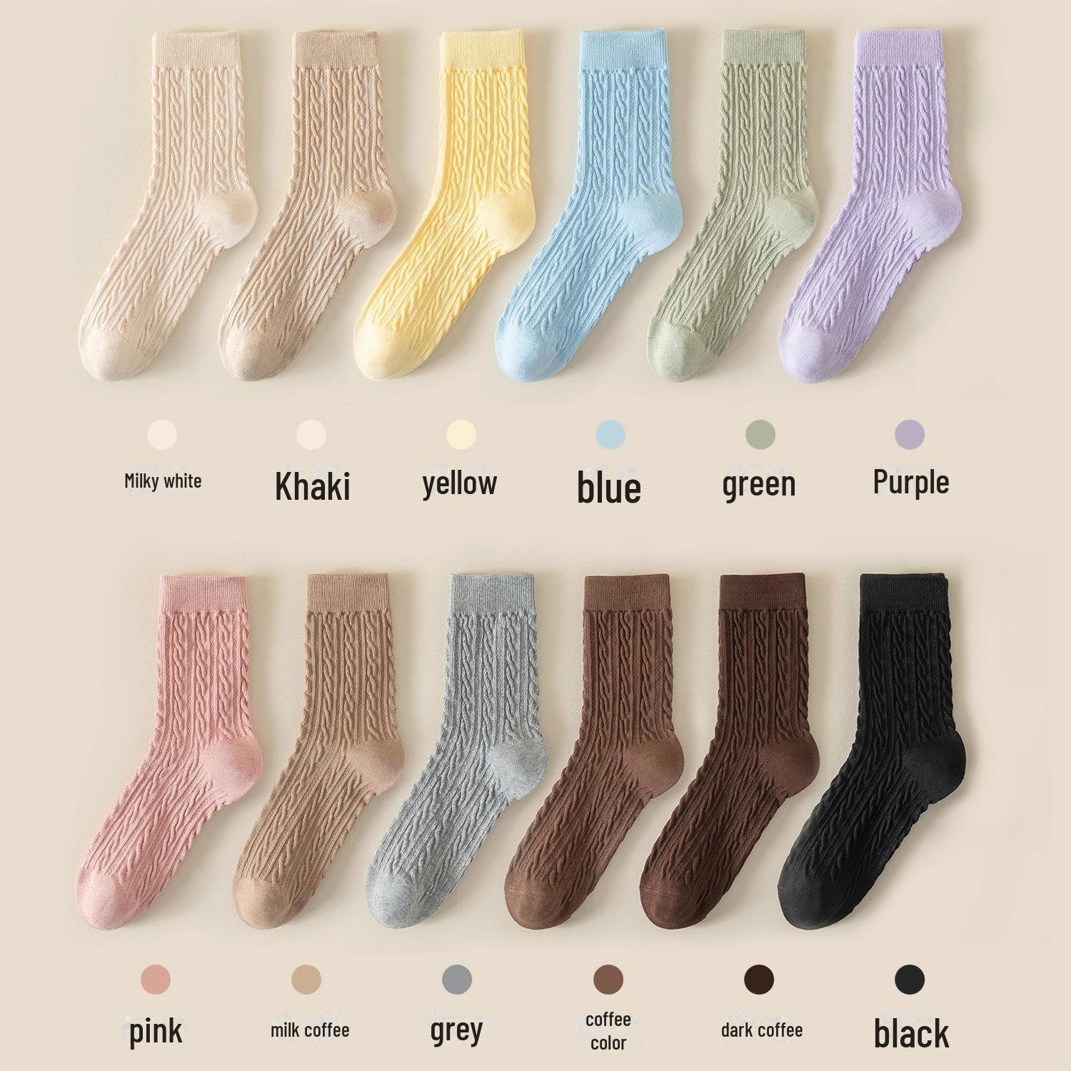 

Женские зимние носки средней длины из чистого хлопка — толстые и теплые для дома и сна Premium Package [For Retail Stores] кофейный/кремовый