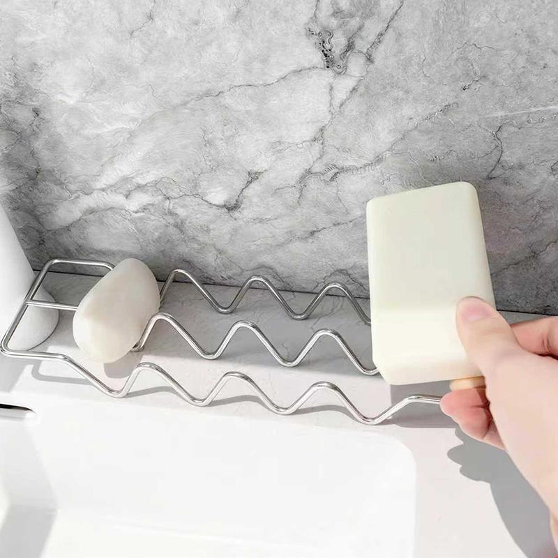 Stainless Steel Ins Style Soap Rack Shelf Kitchen Dish Household Draining Countertop Basin Soap Holder Bathroom Accessories