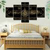 5Pcs Black Gold Islamic Faith Decor 5 Pieces Pictures Canvas Wall Poster HD Print Home Decor Room Decor Abstract 5 Panel