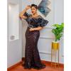 Rose-Shaped Sequin Slim-Fit Fishtail Evening Gown, Long Dress with Off-Shoulder Ruffles, Luxurious African and European Women's Long Dress