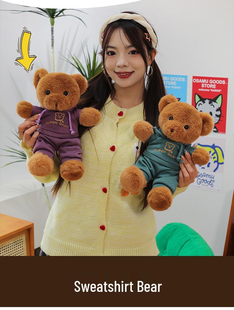Plush Teddy Bear Doll in Hoodie - Sitting Version, High-Grade Wedding Toy