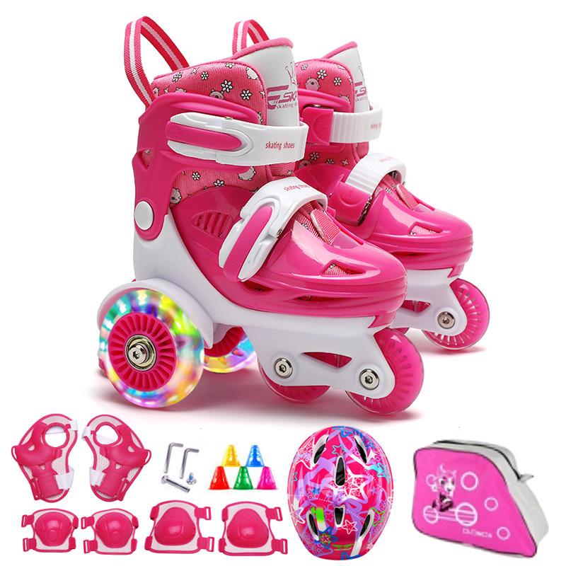 Custom Kids' Beginner Inline Roller Skates with Flashing Double Row Wheels
