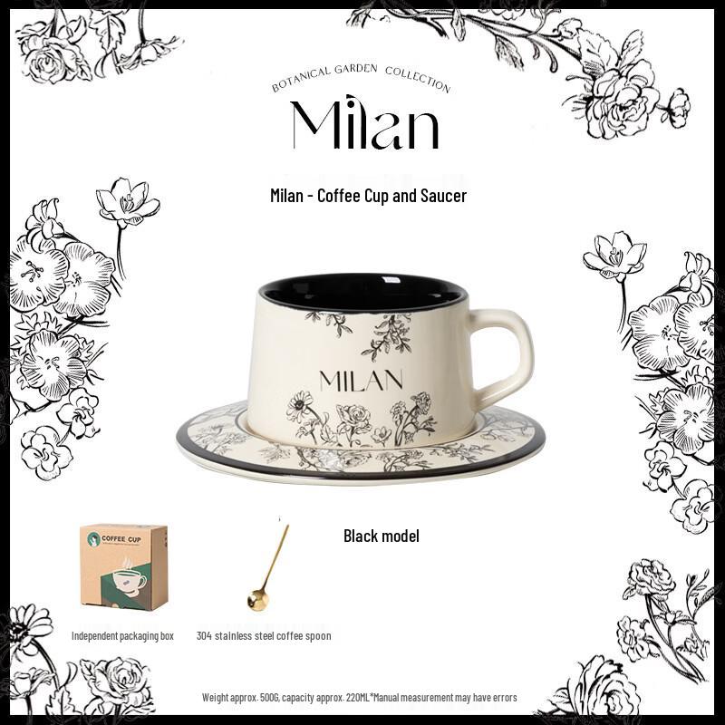 Mishiki Retro Floral Ceramic Coffee Cup and Saucer Set