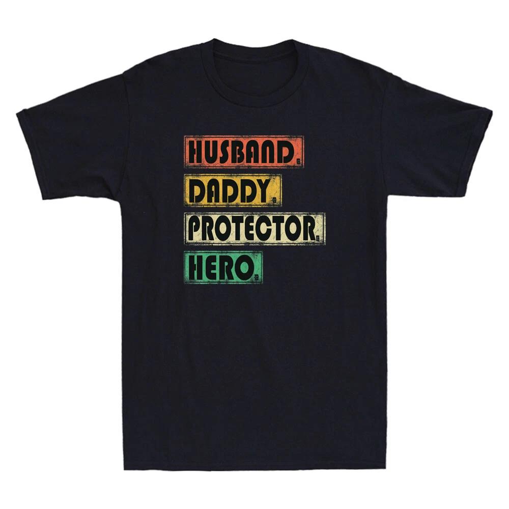 Vintage Husband Daddy Protector Dad Hero Shirt Father s Day Retro Men s T-Shirt XS