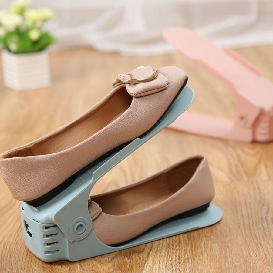 Plastic Shoe Rack with Adjustable Height, 4-speed Thick Double-layer Shoe Support, Integrated Shoe Storage Rack, Shoe Cabinet