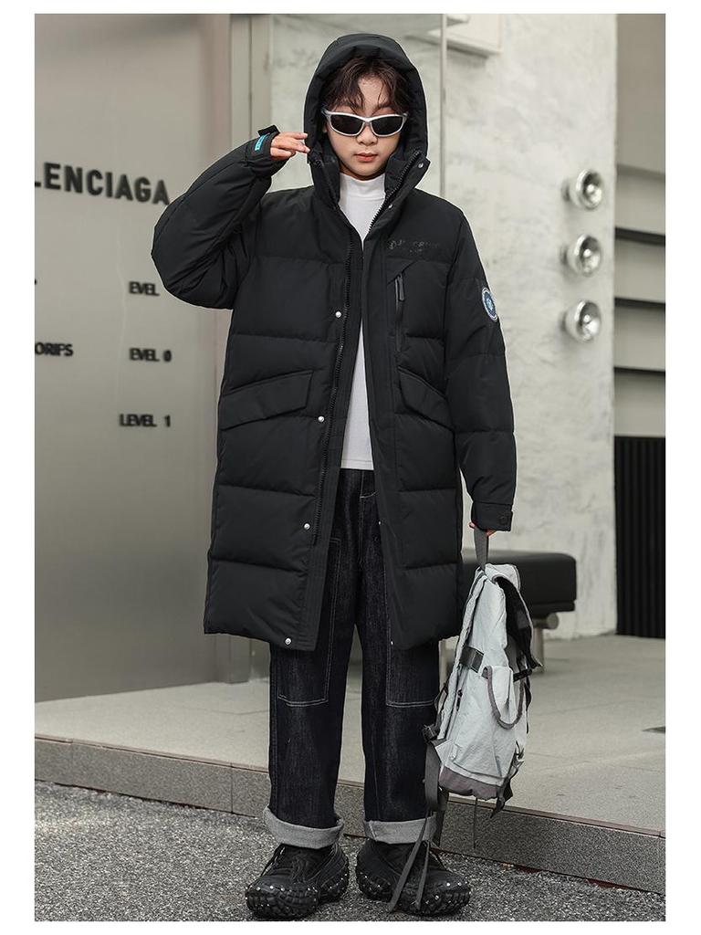 2025 Kids' Thick Winter Over-the-Knee Down Jacket for Boys and Girls