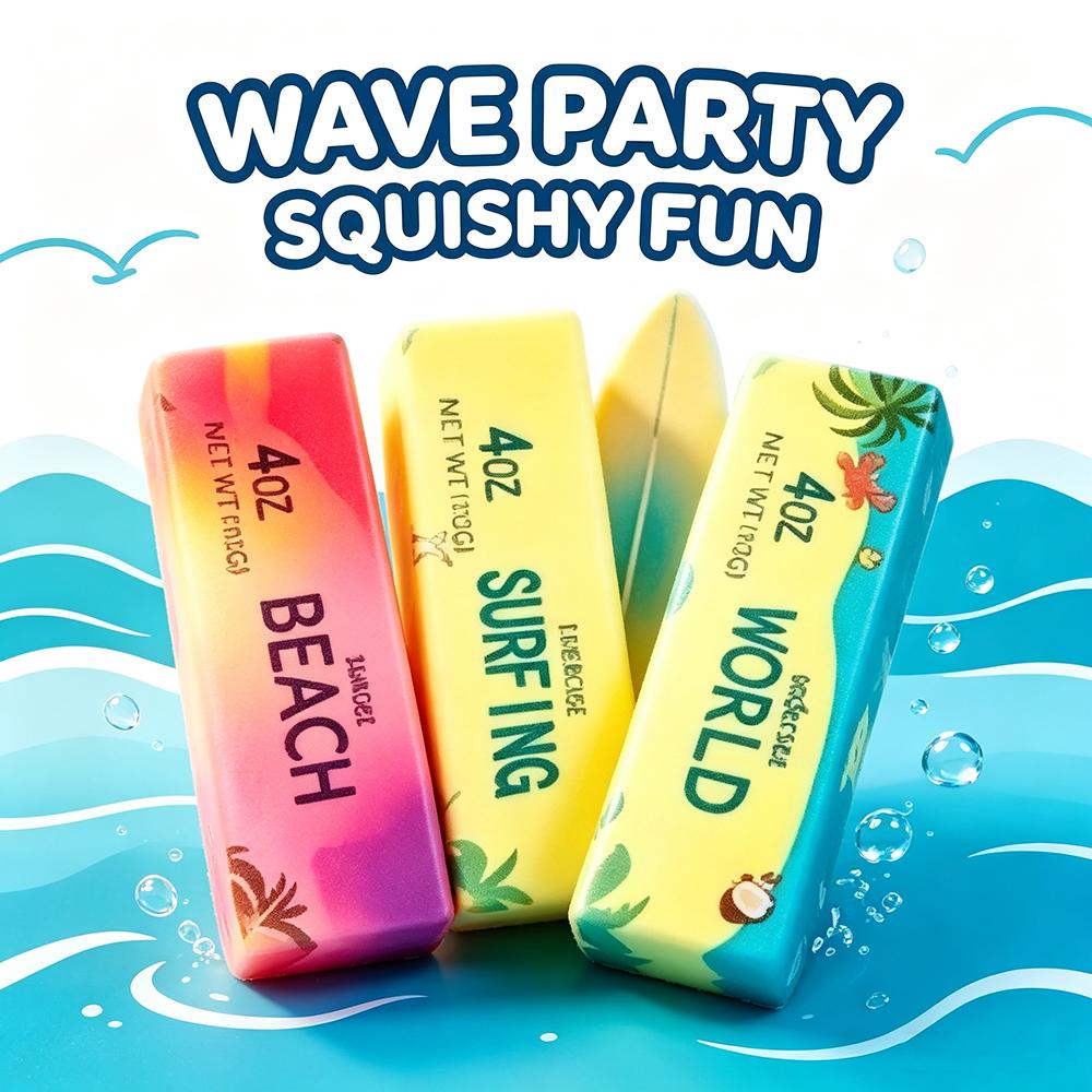 Hawaiian Style Slow Rising Squishy Cheese Stick Toy, Cute Beach Printed Stress Relief Fidget Toy For Kids & Adults