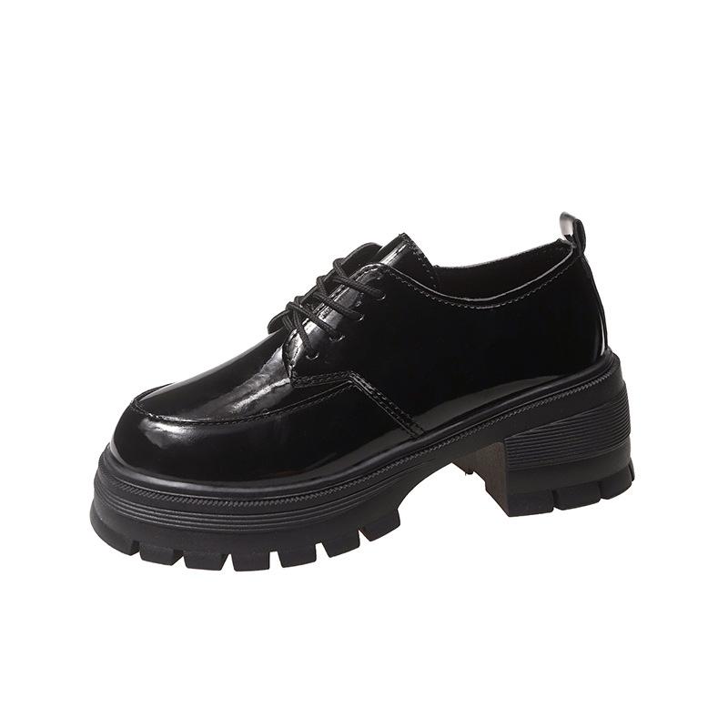 

Черные кожаные туфли на шнуровке, маленькие туфли Мэри Джейн в британском стиле, новые универсальные туфли на толстой подошве, увеличивающие рост, японские jk, музыка 40