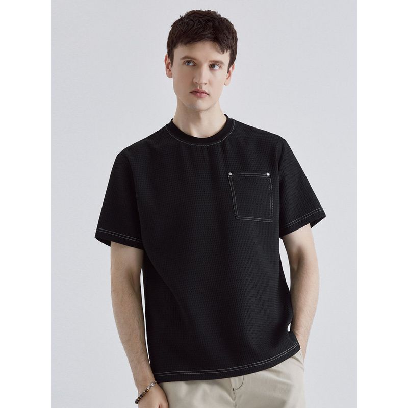 Thousand Paper Cranes Men's Top with Visible Pocket Short-Sleeve T-Shirt for Men, Summer 2025, Slightly Loose Casual Half-Sleeve Base Shirt 21708