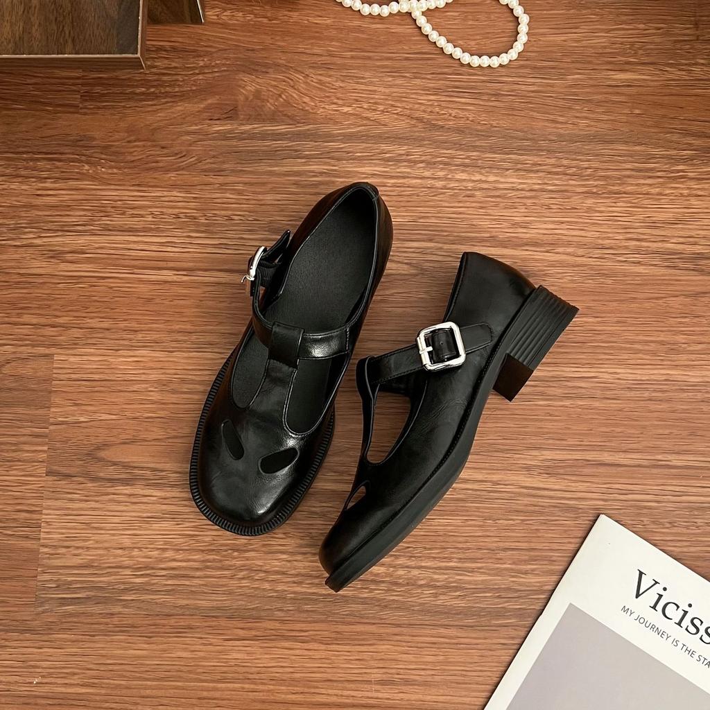Grape Mother Internet Celebrity New Mary Jane Shoes Women Wear High Sense Hollow Niche Design Retro Single Shoes Women Fashion