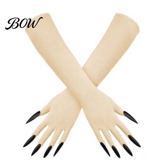 Halloween Theme Party Decoration 1 Pair Ghost Claw Gloves, Long Fingernail Witch Costume Dark Performance Props Accessory, Prop for Adults,