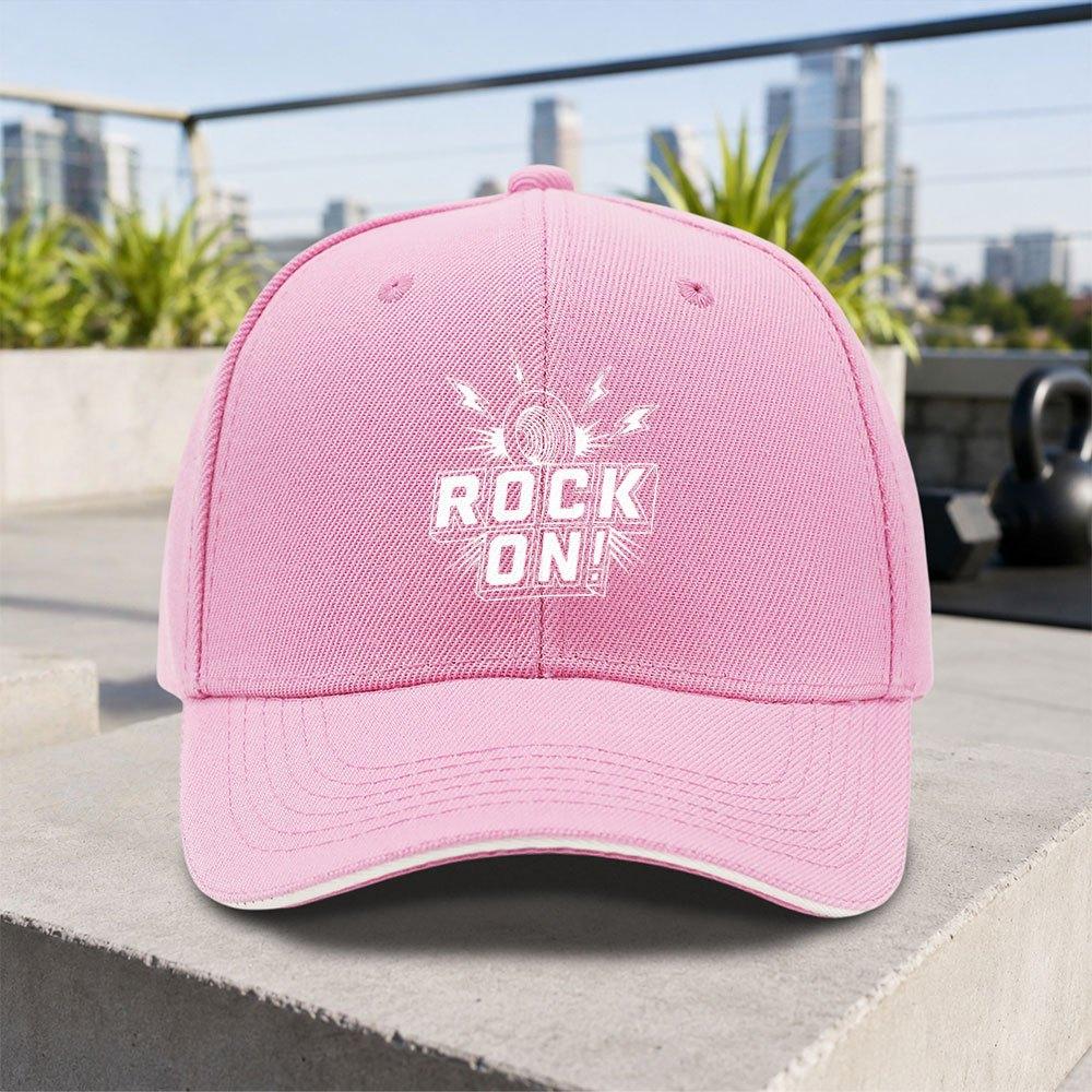 1pc New Rock On Adjustable Sandwich Baseball Cap Lightweight Printed Hat For Men And Women Ideal Gift For Outdoor Activities