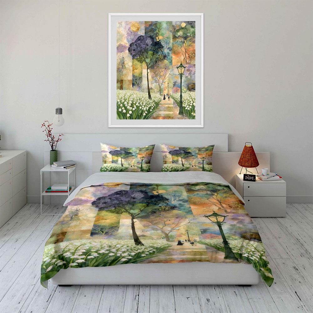 Colorful Trees and Lampposts. Bedding Sets Duvet Cover Sets Duvet Covers Pillowcases(1 * Duvet Cover 2 * Pillowcases Without Duvet Insert)