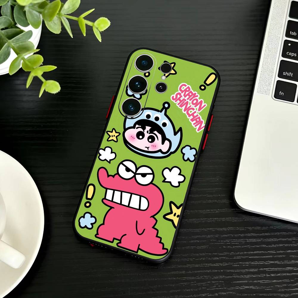 Cartoon N-Crayon Shin-chan Phone Case For Samsung S26,S25,S24,S23,S22,S30,S21,Ultra,Plus,FE 5G Black Soft Cover