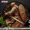 Knight With Sword And Shield Metal Plaque For Cafe Garage Decor