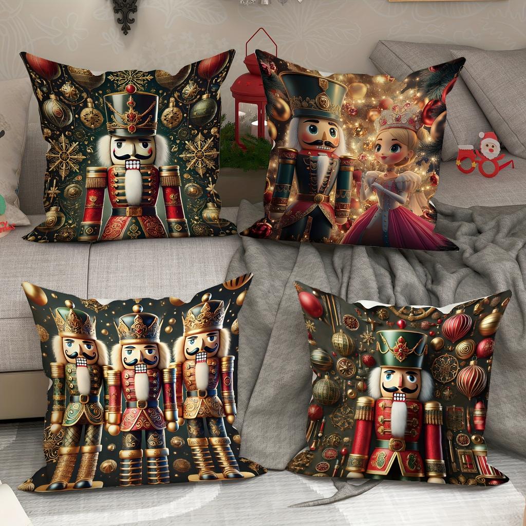 Christmas decoration pillowcase Nutcracker princess pattern is suitable for home room living room sofa cushion cover