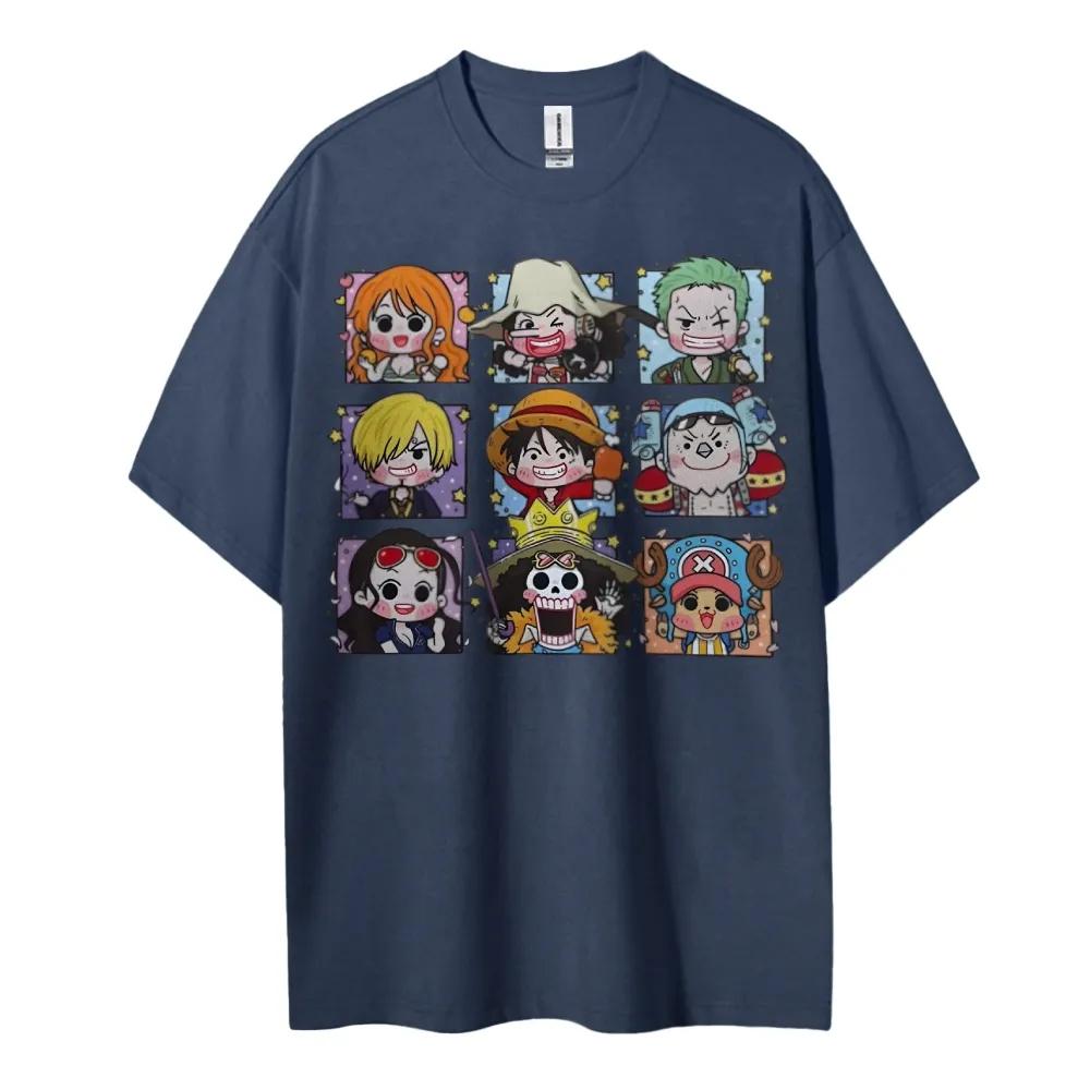 ONE PIECE Peripheral Products Mens Oversized Tshirt Street Version Mens and Womens Summer Casual Trendy Brand Top Colthing