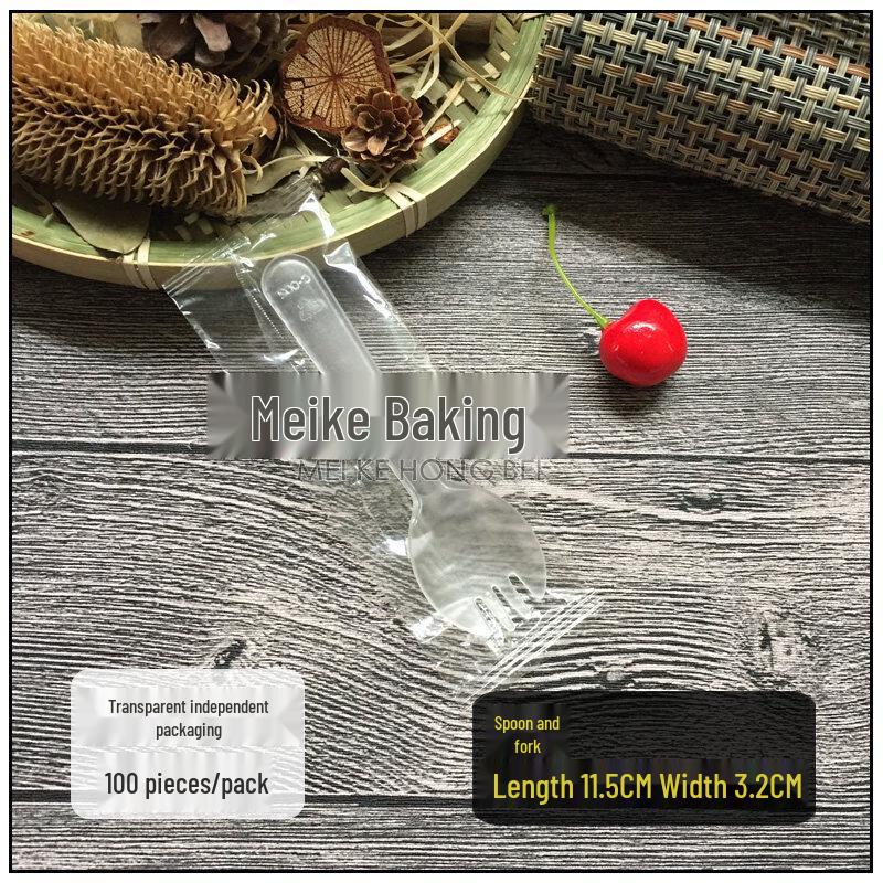 ZISIZ Disposable Plastic Cake Fork Spoon