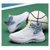 Men's High-Top Basketball Sneakers Flame Pattern Cushioned Athletic Shoes Non-Slip Thick Sole Sports Trainers