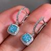 Charm Female White Red Green Blue Zircon Stone Hoop Earrings Silver Color Simple Wedding Jewelry For Women