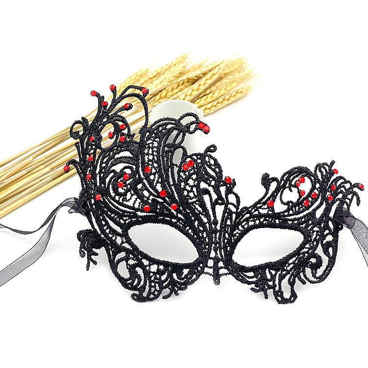 Princess Lace Halloween Costume Mask With Rhinestones For Themed Parties And Cosplay