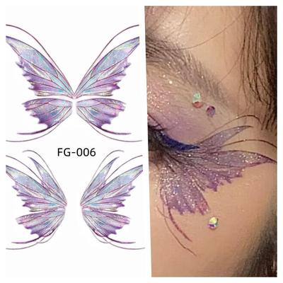 Glitter Gradient Butterfly Wing Eye Tattoo Stickers for Kids' Face Makeup & Fashion Shows