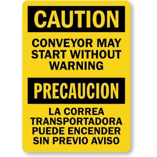 Bilingual Conveyor Caution Aluminum Weatherproof SignAluminum 20x30cm(7.8x11.8inch)