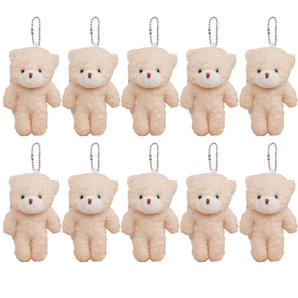 

10Pcs Keyring Little Bear Plush Toy Stuffed Bear Plush Dolls White Bear Plush Keychain Girl Style D
