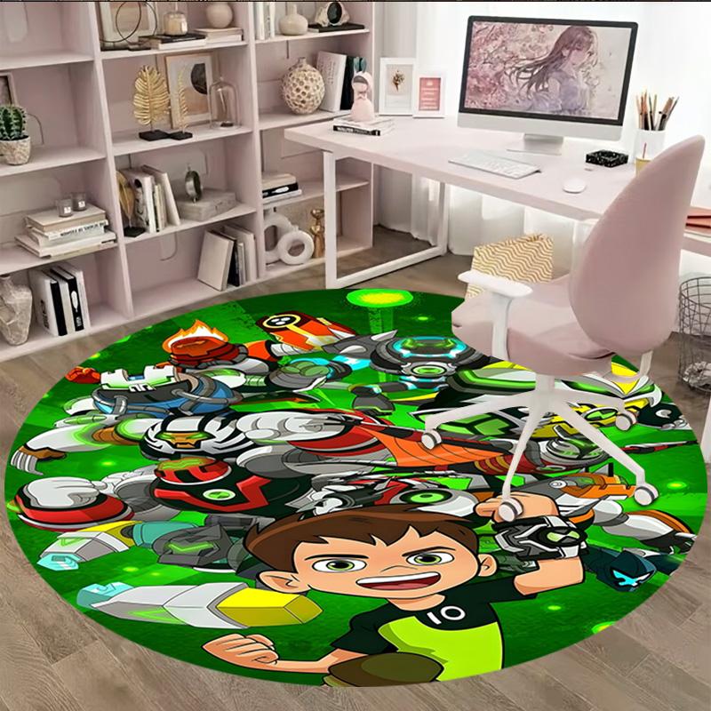 1pc Ben10 Print Round Carpet Chair Round Carpet Suitable for Bedroom Living Room Home Decorative Carpet