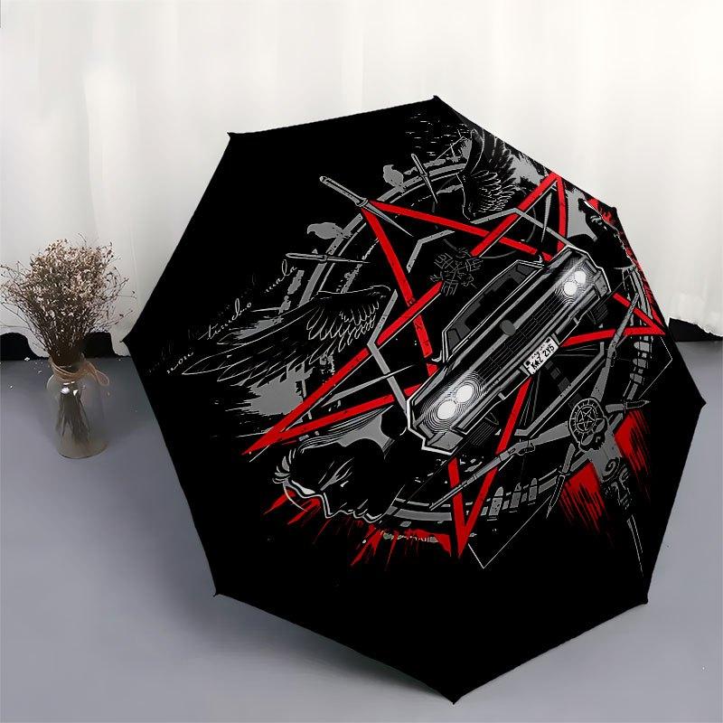 1pc Supernatural Automatic Opening/Closing Umbrella with Convenient Three-Fold Design, 8 Iron Ribs - for Outdoor Daily Use, Travel A19
