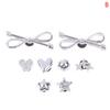 8Pcs/Set Metal Silver Electroplated Bow Button Dot Heart Charms Shoe Buckle Diy Detachable Clogs Sandals Accessories