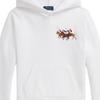 Polo Ralph Lauren Hoodie Triple Pony Embroidery Cotton Blend Fleece Solid Color Long Sleeve Pullover Kids hoodies White 323A95741-002