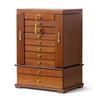 Caja de Joyería Grande de Madera Maciza Estilo Retro con Cerradura, Almacenamiento Multicapa para Collares, Pendientes y Anillos - Estilo Tendencia Nacional China