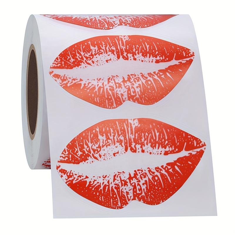 56x34mm Transparent Red Lips Sticker Label (300 Labels/roll), Shrink-wrapped Packaging With Plastic Film