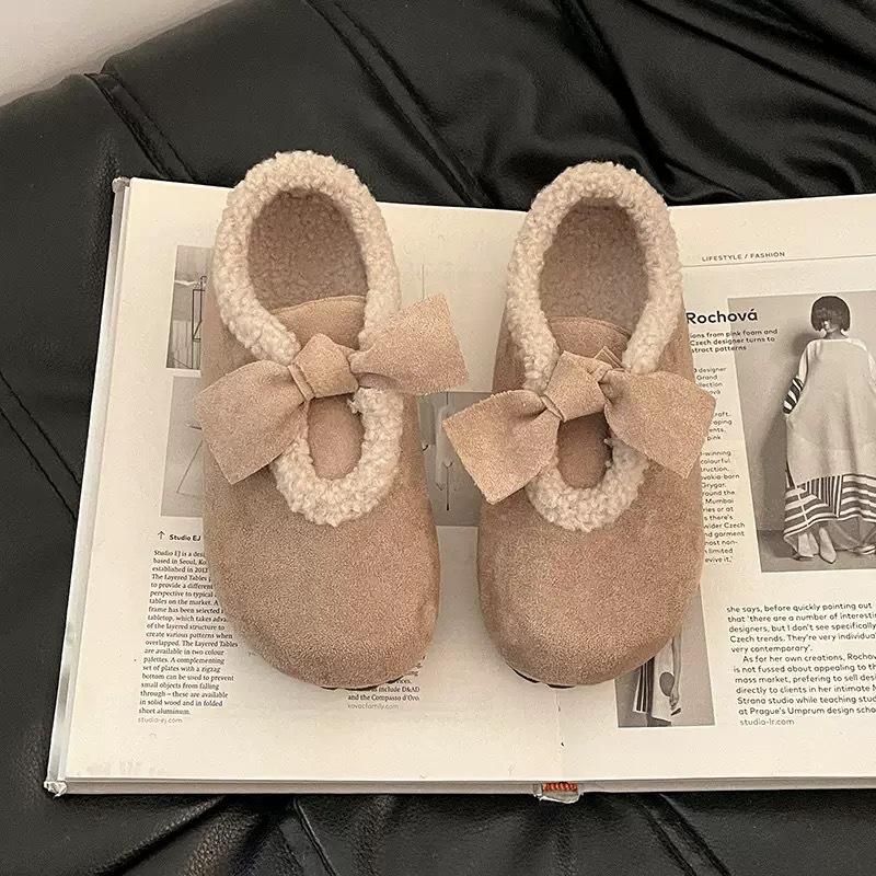

White retro thick-soled all-inclusive Birkenstocks, women s new autumn and winter warm, piled and thickened cotton shoes 40 хакі