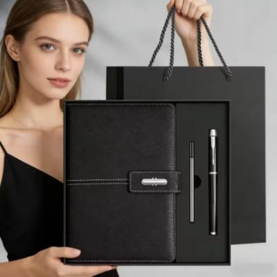 High-End Elegant Leather Business Notebook Set - with Gift Box And Pen Insert Office Journal for Enterprise Use
