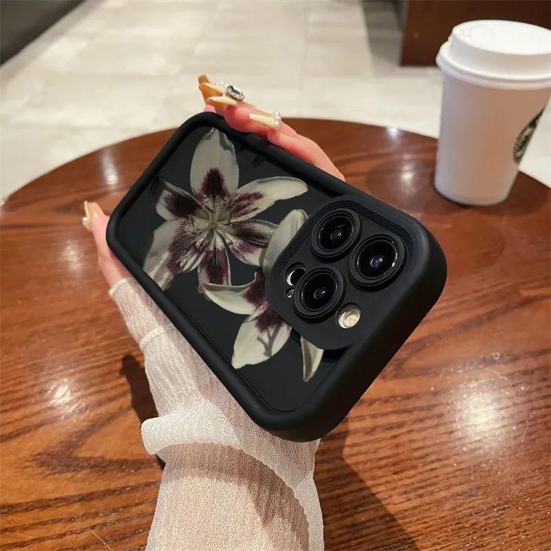 Retro Classic Oil Painting Flower Case For Iphone 17 Pro Max 16 15 14 13 12 11 Pro Max 17 Air 16E 1 Plus Candy Matte Cover Capa