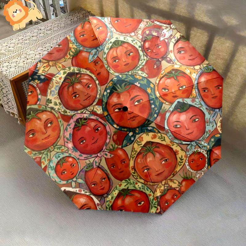 1 Stück Automatischer Faltregenschirm - Retro-Tierkunstmuster, Tragbares & Faltbares Design mit 8 Speichen, Weihnachts-Geburtstagsgeschenke