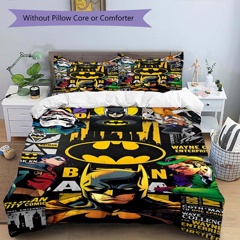 3pcs Duvet Cover Set (1*Duvet Cover + 2*Pillowcase, Without Core),Superheroes Print Bedding Set, Bedroom Decor, All‑Season, Birthday Gift