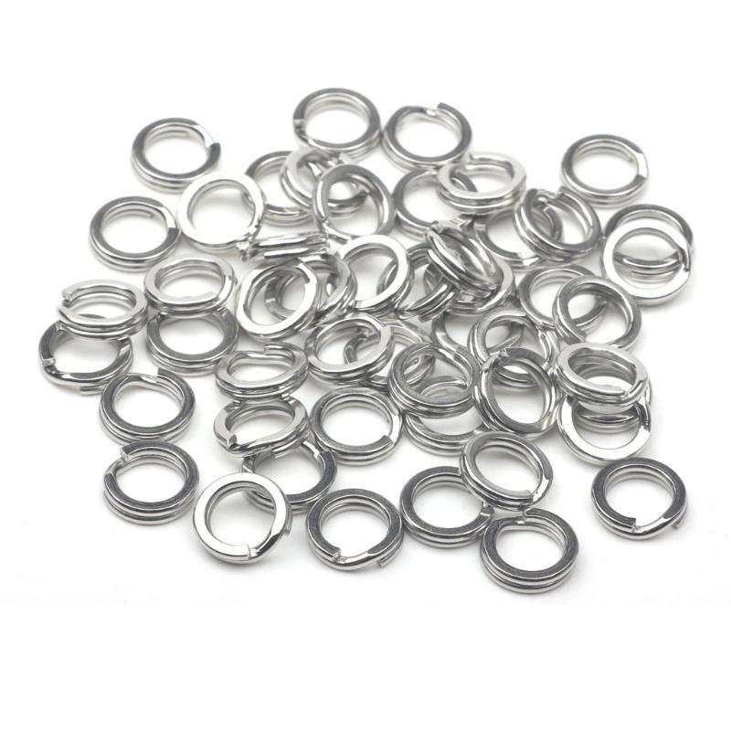 50Pcs Split Rings Assorted Fishing Split Rings Stainless Fishing Tackle Rings