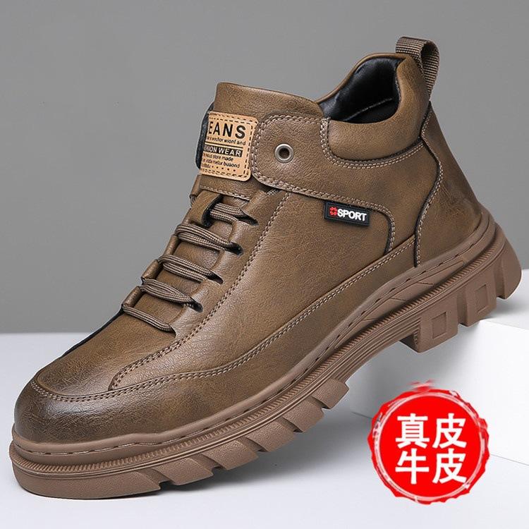 

Ботинки Martin мужские 2024 новые зимние бархатные утолщенные высокие хлопковые туфли мужские кожаные ретро-ботинки зимние ботинки прилив 44