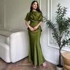 Europe, America, Amazon Cross-border Women's Clothing New Solid Color Short-sleeved Crew Neck Top, Hip-wrapped Long Skirt Casual Suit