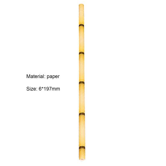 50Pcs Paper Straw Flat Mouth Bright Color Bamboo Pattern No Odor Eco-friendly Drinking Long Tropical Party Beverage Straw for Club