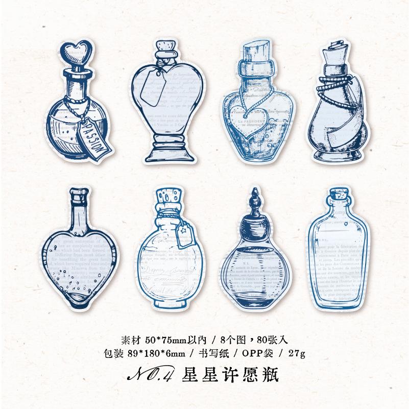 

80pcs/pack Vintage INS Bottle Sticky notes Decorative Hand Account Diary Album Stationery to do list Craft Supplies