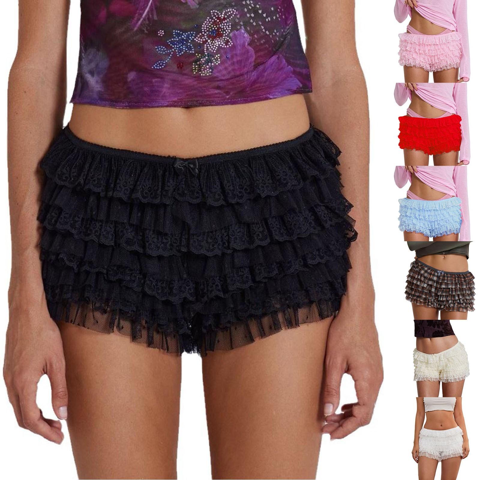 

Милые штаны, сексуальные шорты, оборки, кружевные шорты с низкой талией XL кофейный