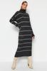 Women's Style Dress Stone Striped Wide Fit Maxi Knitwear Dress
