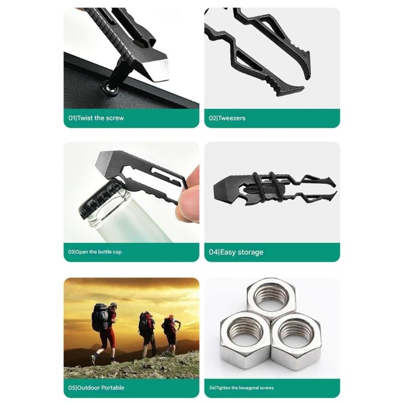 Portable Stainless Steel Multifunction Tool With Screwdriver Hexagonal Wrench Bottle Opener Tweezers For Travel